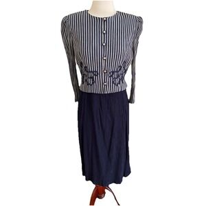 Y2k VTG  Dress Miss Dorby Black Built In Jacket‎ Dark Schoolgirl  80's Sz 8